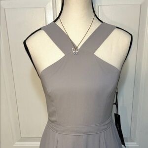 Lulu's Elegant Gray Cross-Strap Mini Dress